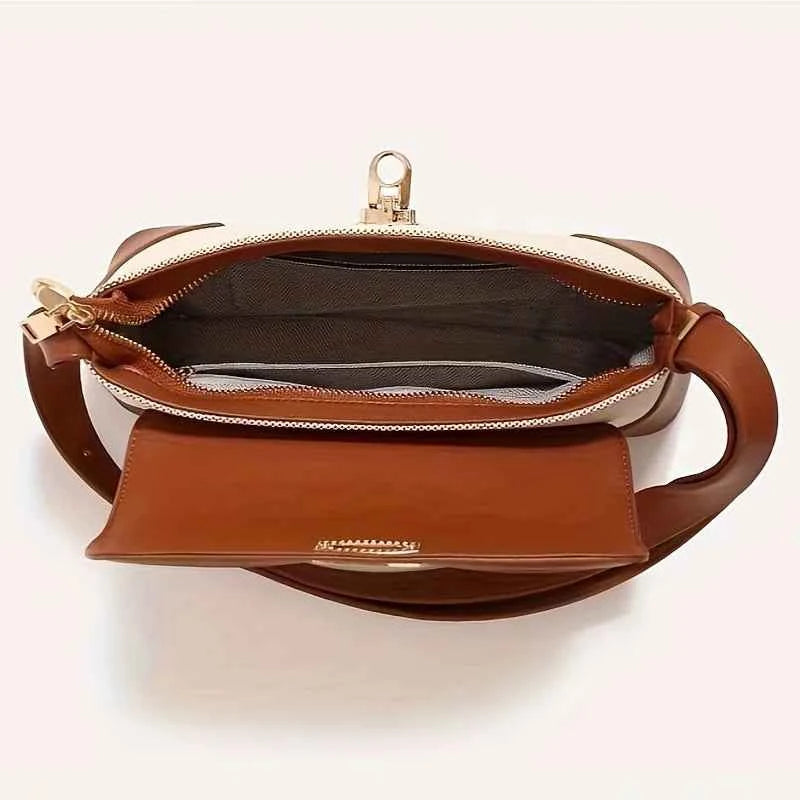Nichedesign Color Block French Bread Underarm Women's Shoulder Bag New 2025 High-End Feel French Light Luxury Crossbody Bag