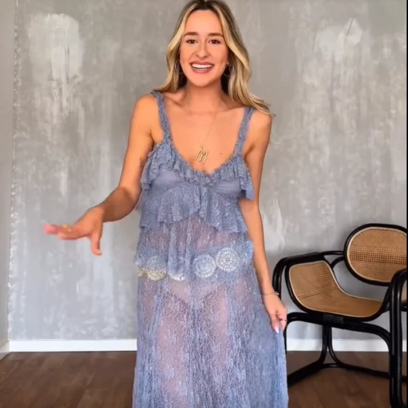 Blusa feminina elegante, azul, gola alta, babados, manga comprida, lisa, solta, chiffon, nova blusa feminina de verão 2025