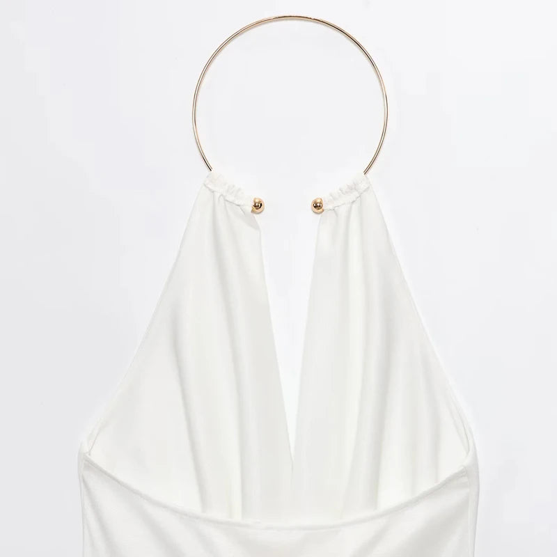 HXAO Bodysuit Women Summer Corset Slimming Body Off Shoulder Halter Sexy Body Ruched White Bodysuit Backless Brown Body Swimwear