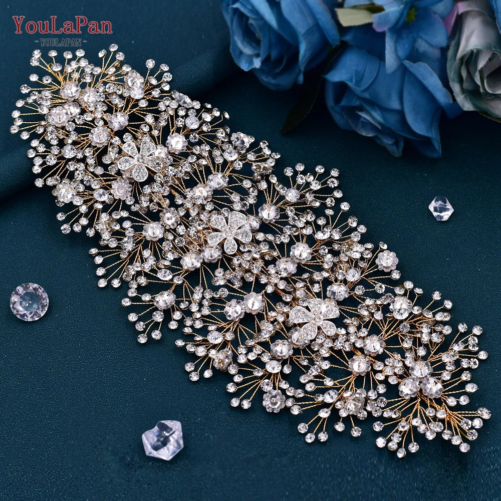 YouLaPan Bridal Crown Wedding Headband Rhinestone Brides Diadem Pageant Wedding Hair Accessories Woman Tiara and Headdress HP240