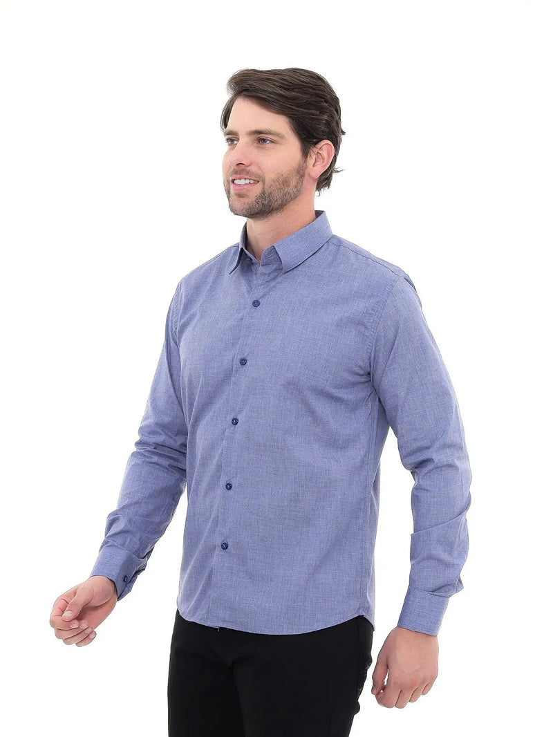 Cobalt Blue Linen Premium Men's Social Shirt