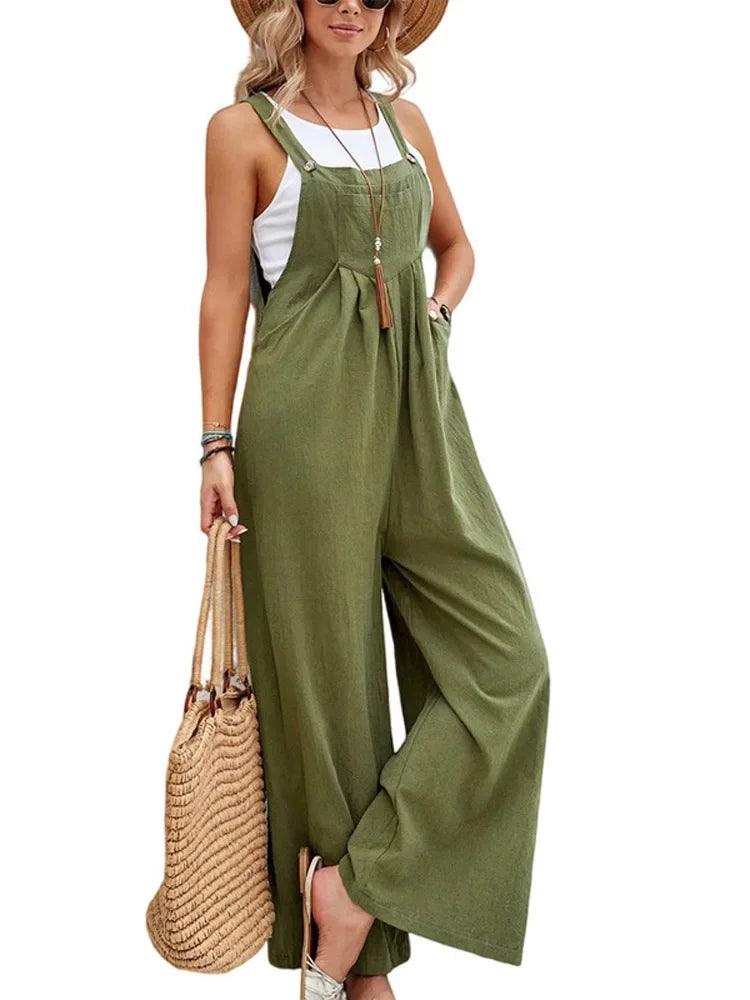 Women Loose Fit Fashion Overalls Wide Leg Baggy Bib Overalls Jumpsuit Dungarees Summer Jumpsuit Casual Elegant Overalls Summer - CRAVO ROSE