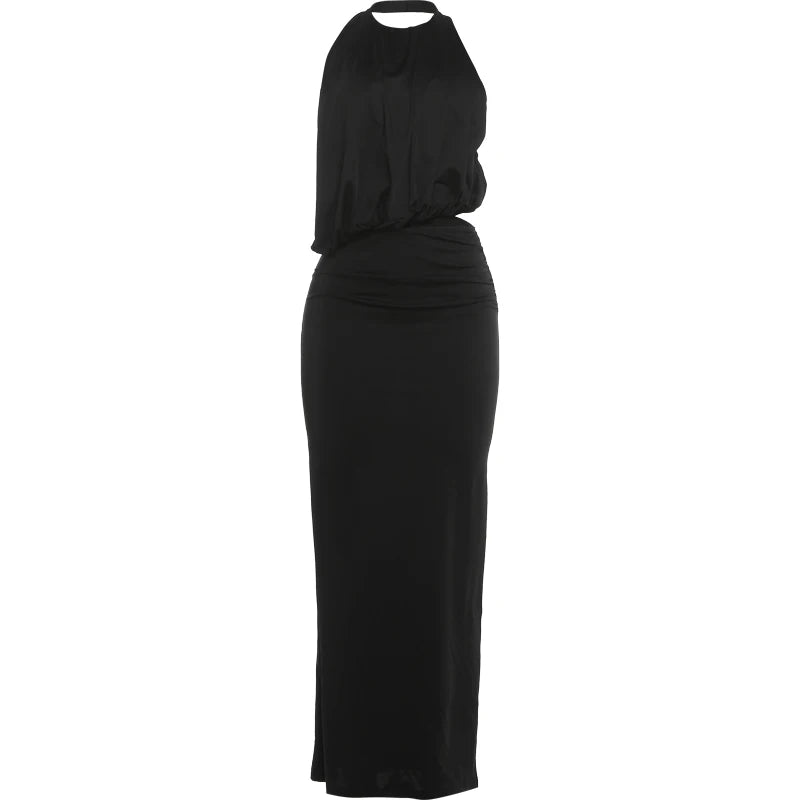 Kliou Elegant Style 2 Piece Set Woman Summer Trend Halter Backless Irregular Tank Tops+Long Skirts Vacation Beach Party Outfits