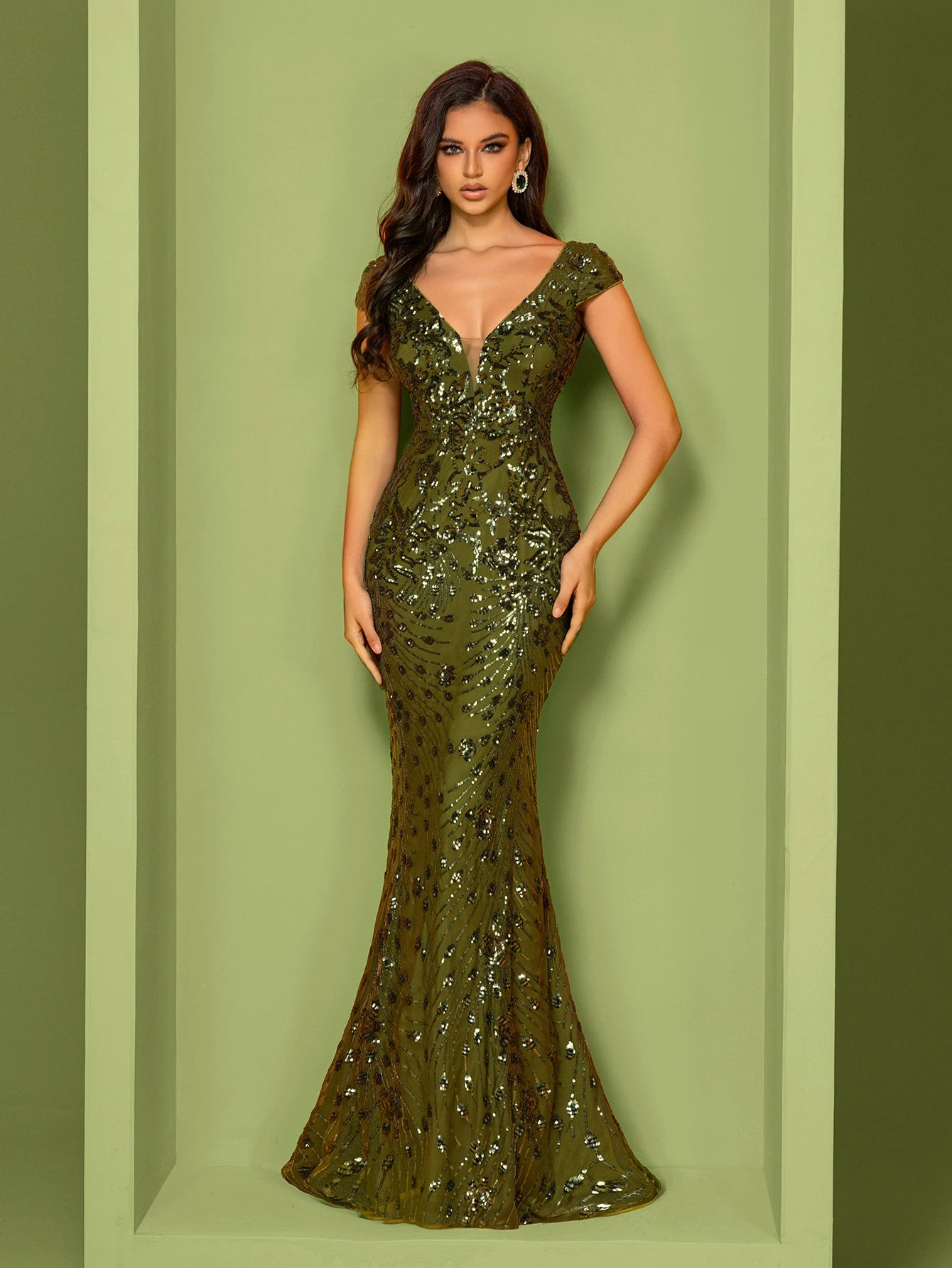 Lucyinlove Elegant Cap sleeve Evening Dresses Women Luxury Embroidery Mermaid Formal Sequins Wedding Party Cocktail Gowns