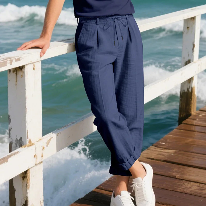 Men's Loose Casual Loose Straight Linen Naples Gurg Breathable Pants Men Clothing Trousers Traf Homme Pantalones Sweatpants