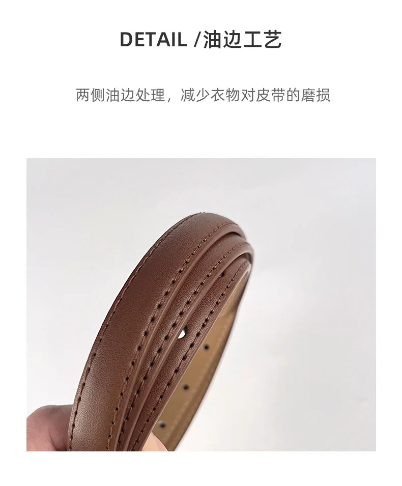 Korea Women Genuine Leather Knotted Thin Waist Belt Fashion Geometric Butterfly Gold Buckle Adjustable Corset Belt For Women