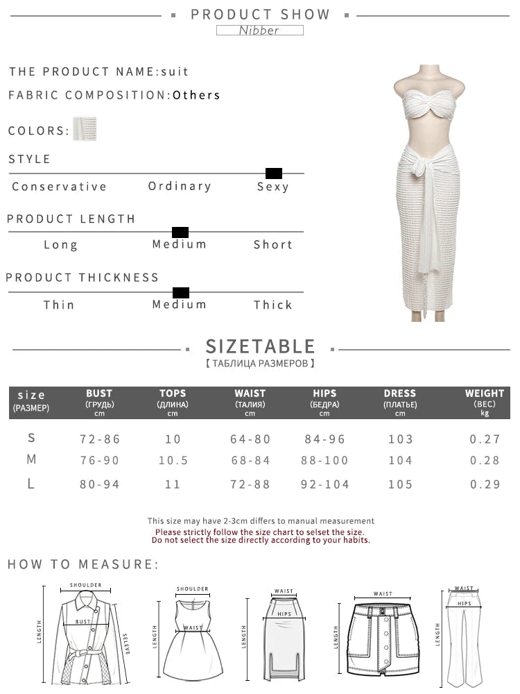 Nibber Elegant Stacked Folds Two Piece Set Women Solid Thin Strapless Chest Tops+Slim Skirts Female Streetwear Matching Suit