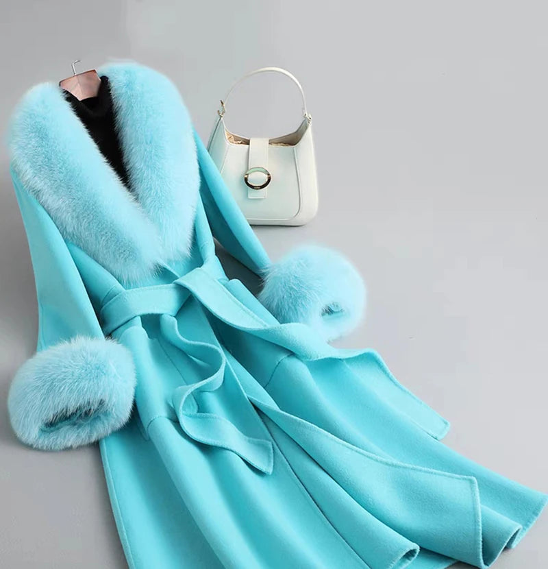 Luxury 2025 Real Fox Fur Collar And Cuffs Set for Women Winter Neck Warmer Fashion Scarf ShawlS Wrap Combo Large Size Furry Fur