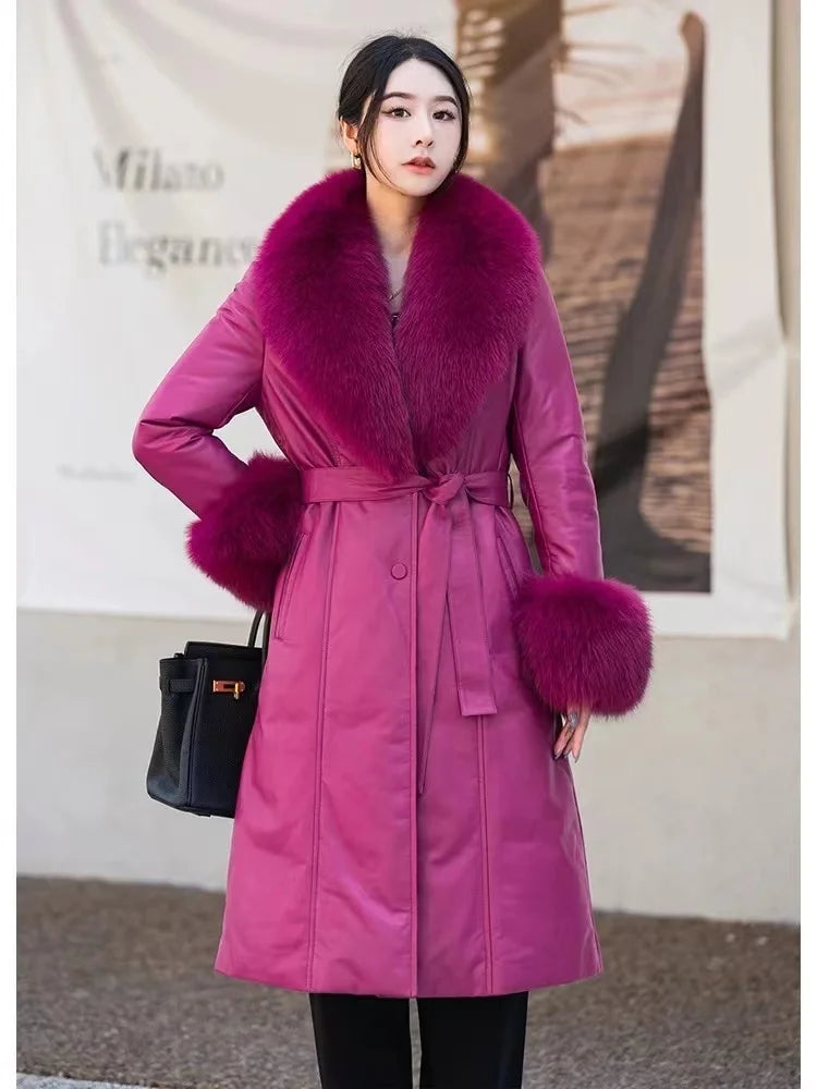 Luxury 2025 Real Fox Fur Collar And Cuffs Set for Women Winter Neck Warmer Fashion Scarf ShawlS Wrap Combo Large Size Furry Fur