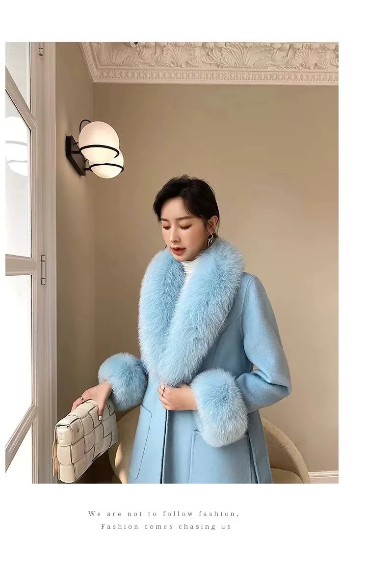 Luxury 2025 Real Fox Fur Collar And Cuffs Set for Women Winter Neck Warmer Fashion Scarf ShawlS Wrap Combo Large Size Furry Fur
