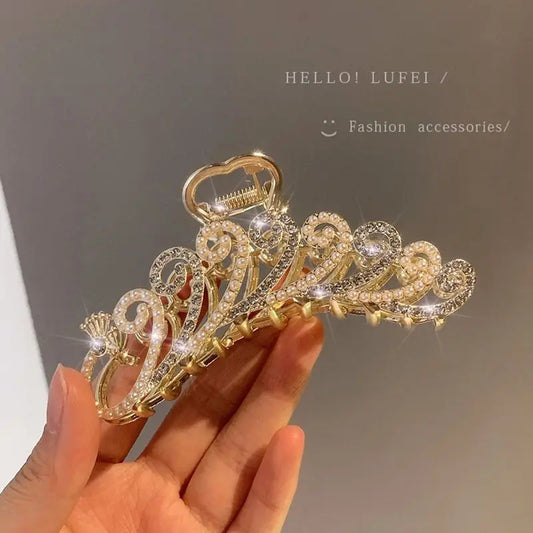 2025 Must-Have! Elegant Gold Hollow Geometric Hair Claw, Vintage Women's Hair Clip, Headband Hairpin & Crab Hair Accessory
