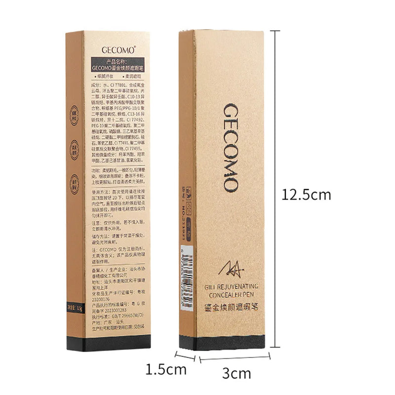 GECOMO Press Concealer Pen Corretivo Líquido Base Hidratante de Longa Duração Não Desbota Maquiagem Facial Poros Invisíveis