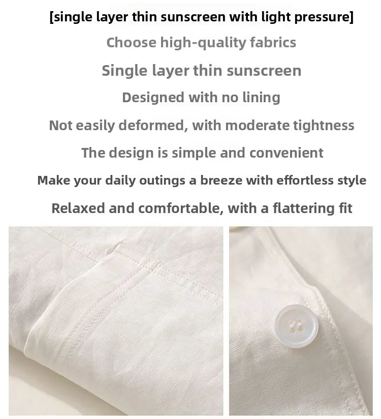 Linen Sun Protection Jacket Blazer - Men's Fashionable Business Casual Versatile and Comfortable Ice Sensation Breathable Blazer