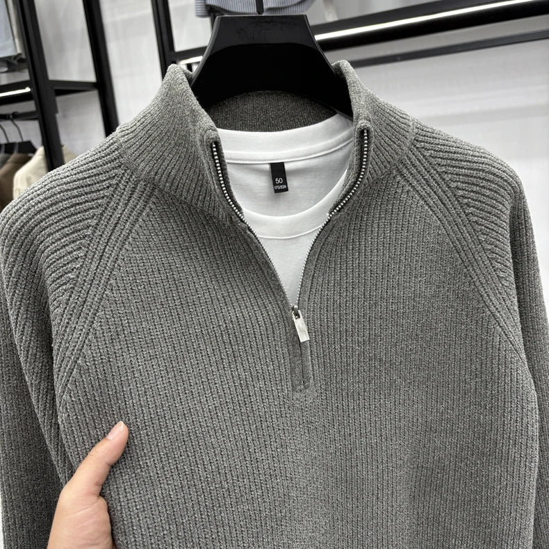 Men's Sweater Half Zipper Winter Thick Korean Edition Casual Loose Stand Up Collar Undercover
