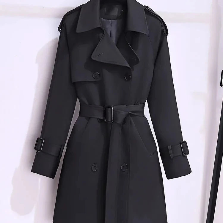 Women's Windbreaker 2026 Spring Autumn New Slim Double-breasted Temperament Coat With belt Femle mid length Casual Trench coat