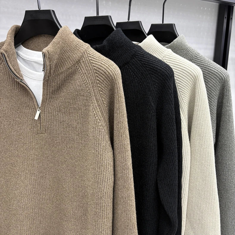 Men's Sweater Half Zipper Winter Thick Korean Edition Casual Loose Stand Up Collar Undercover