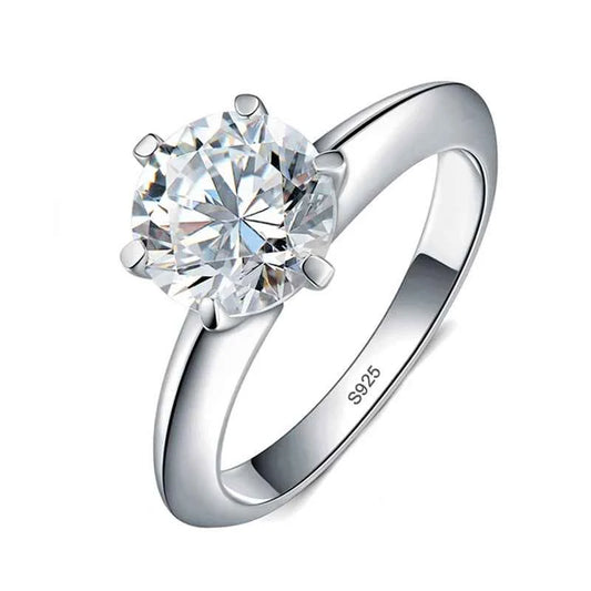 Fashion Brand Jewelry Solitaire 6mm Moissanite S925 Sterling Silver Engagement Wedding Band Ring For Women