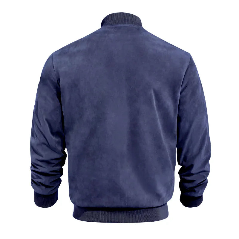 New Autumn Pilot Bomber Jacket for Men's Casual Plus Size Suede Zipper Stand Up Collar Top Traf Jacket Coats Men Clothing