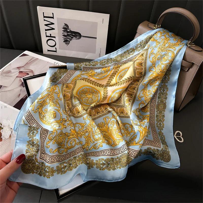 2024 New Fashion 70X70cmPrinted Women's Scarf Pashmina Silk Scarf Square Shawl Decorative Headband Neck Luxury Design Bandana - CRAVO ROSE