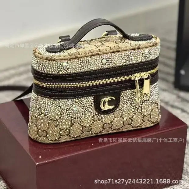 Bolsa original com diamante nas axilas Jacket1961 Bolsa de ombro único Bolsa de pão francês Bolsa Mini bolsa feminina de lona estilo retrô Han... - CRAVO ROSE