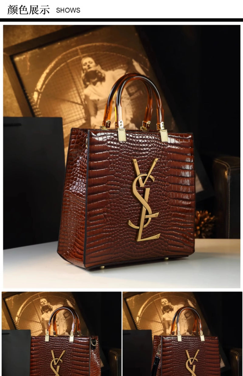 Genuine Leather Women Handbags Alligator Pattern Large Capacity Tote Bag Fashion Mother Bag 2025 New All-match Portable Bags