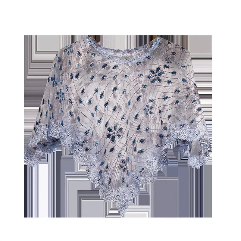Capas e xales elegantes para mulheres, casaco solto com bordado, colete de renda, bolero, acessórios, casaco para festa, roupa externa WZ2375