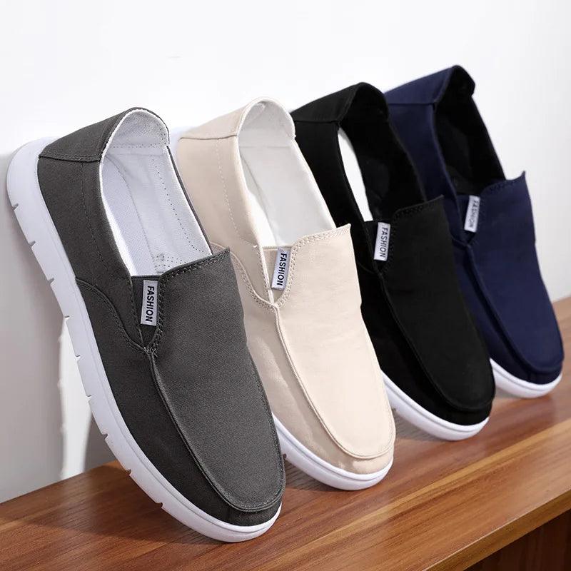 New Spring Men's Canvas Shoes Flat Loafers Breathable Soft Bottom Old Beijing Cloth Shoes Low To Help Casual Shoes - CRAVO ROSE