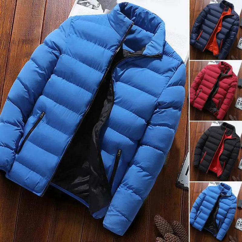 Parkas Acolchoado Gola Alta Manga Longa Homens Sobretudo Solto Engrossado Zíper Bolsos Jaqueta Streetwear - CRAVO ROSE