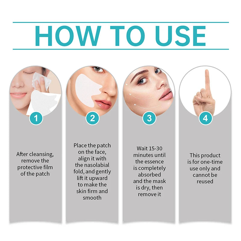 Máscara Patch Firmadora e Diluente para Linhas Finas Patch Hidrocristalino Anti-Idade Lifting Flacidez Pele Facial Máscaras de Nutrição Profunda