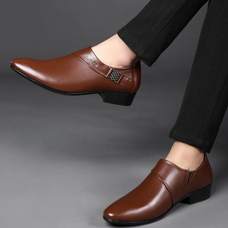 Luxury Men Leather Shoes Formal Dress Shoes for Male Plus Size Party Wedding Office Work Shoes Slip on Business Casual Oxfords - CRAVO ROSE