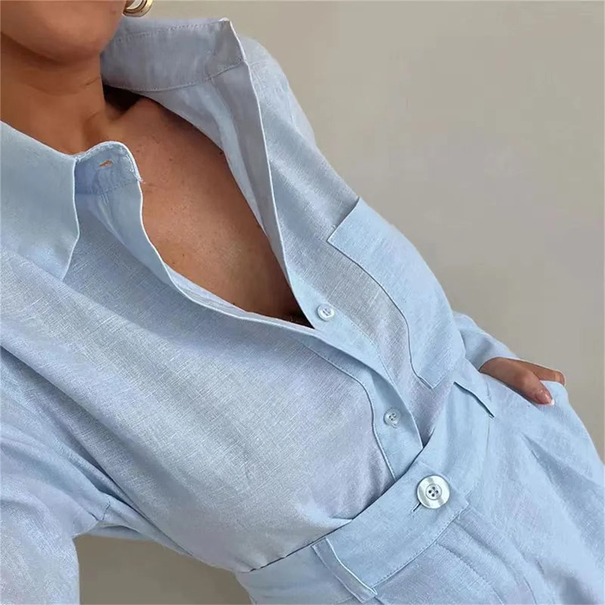 Women Casual Cozy Lapel Pink Shirt Pants Suits Fashion Single Breasted Blouses Elastic Waist Pant Set 2025 Spring Loose Outfits