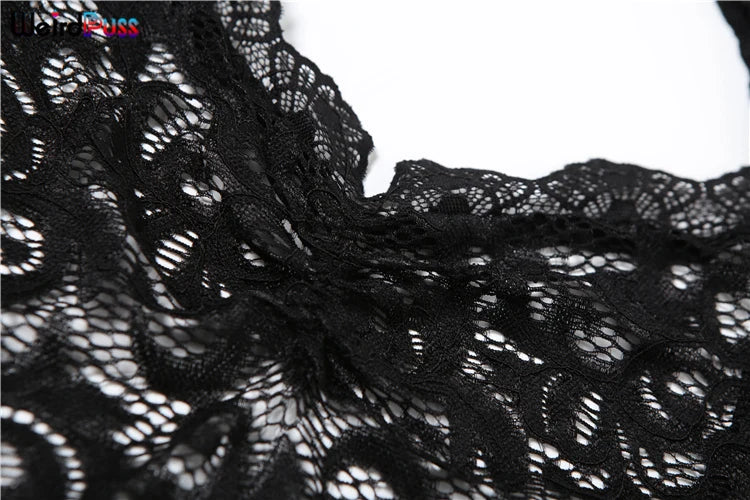 Weird Puss See Through 2 Piece Set Women Sexy  Hollow Jacquard Backless Bodysuit+Leggings Tight Activity Clubwear Skinny Outfits