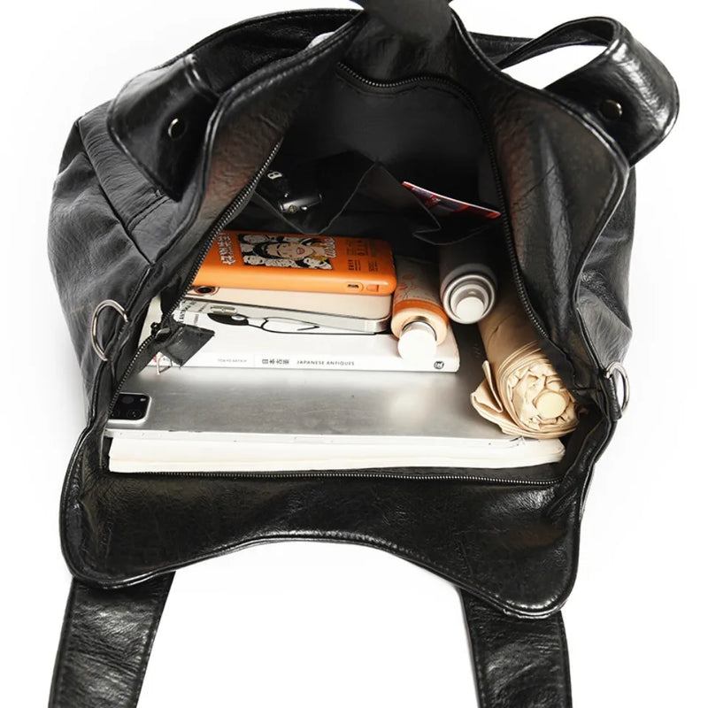 Women's Soft PU Leather Handbag Retro Shoulder Tote Bag Luxury Designer Large Capacity Wallet