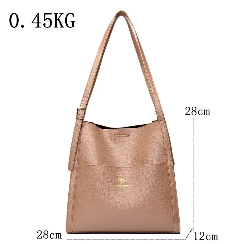 Bolsa de ombro feminina de couro de luxo, bolsa tiracolo fashion com axilas, bolsa carteiro para compras, bolsa grande de capacidade