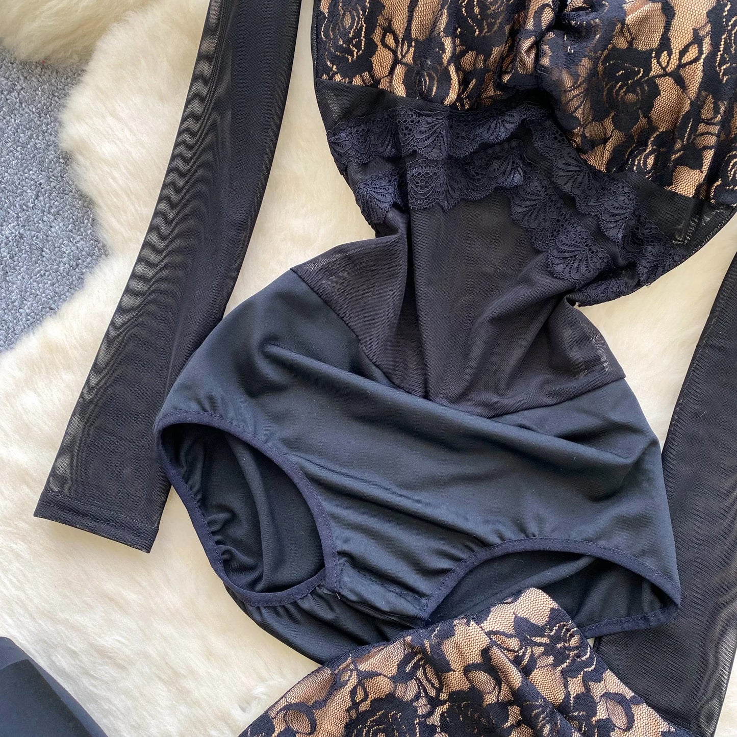 SINGREINY Sexy Floral Lace Suit Mesh Sheer Slim Bodysuit+Ruffles Mini Mermaid Skirt Ladies Retro Luxury Ball Party 2 Pieces Sets