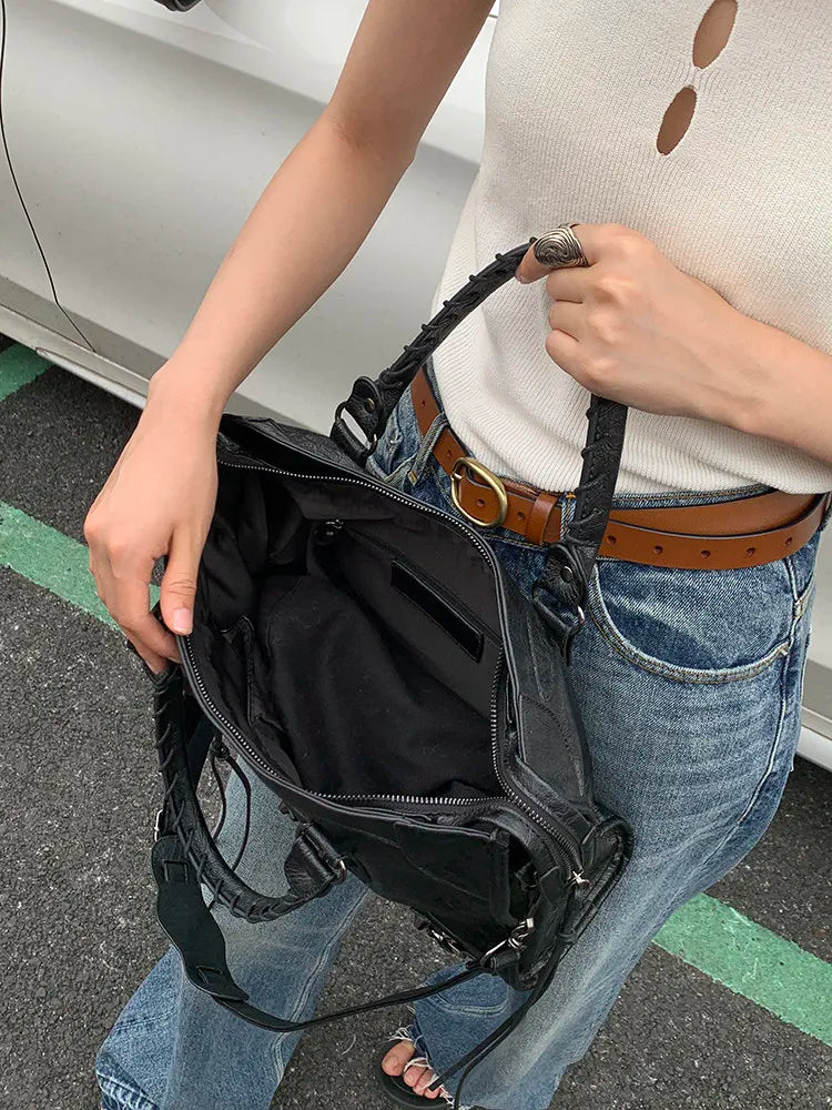 City Motorcycle Shoulder Bag Tote Bag for Women Luxury Designer 2026 Autumn and Winter handbag crossbody Large Capacity