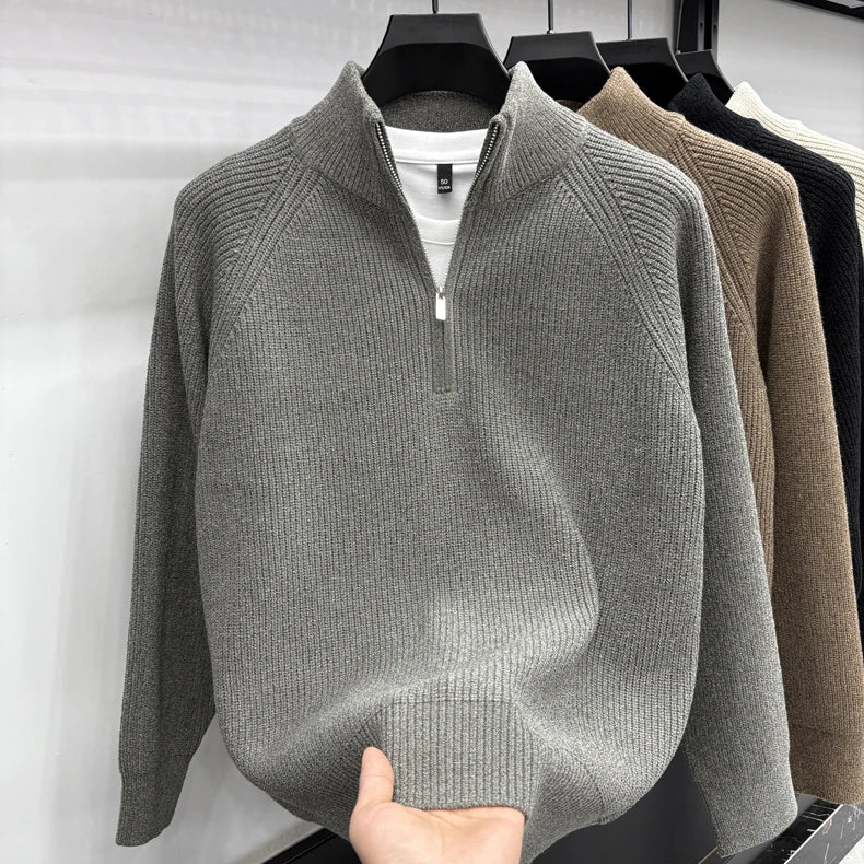 Men's Sweater Half Zipper Winter Thick Korean Edition Casual Loose Stand Up Collar Undercover