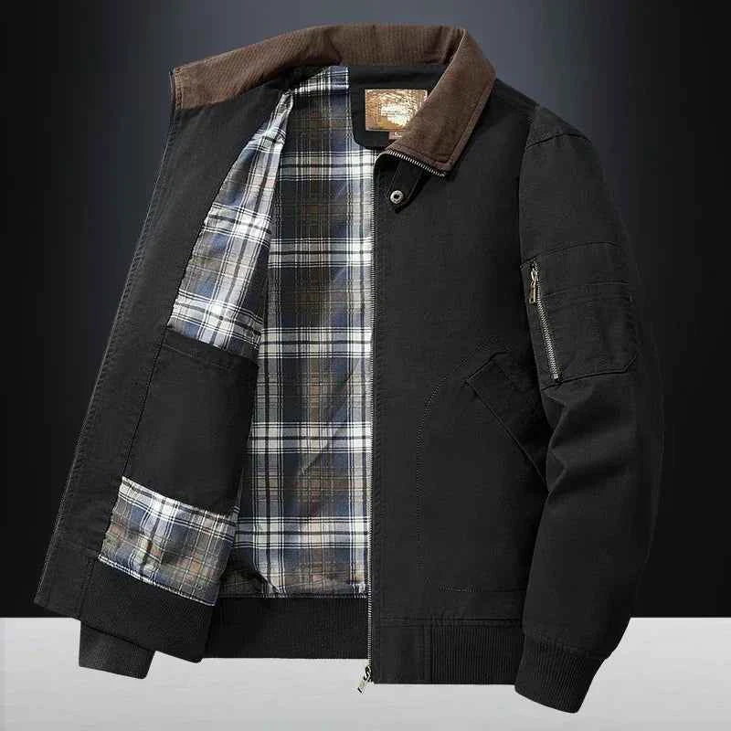 LIBIELIY   TRAF 2025 Spring And Autumn Men's Wash Jacket Comfortable Multi-Pocket Cotton Stand Collar Cargo Jacket Men's