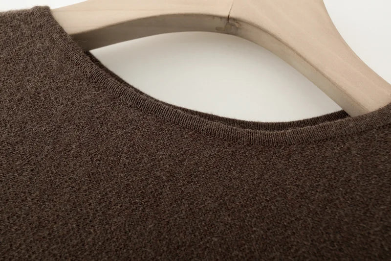ETJ 2025 women's new fashion oversized loose version of the round neck cape sweater solid color bat sleeve sweater