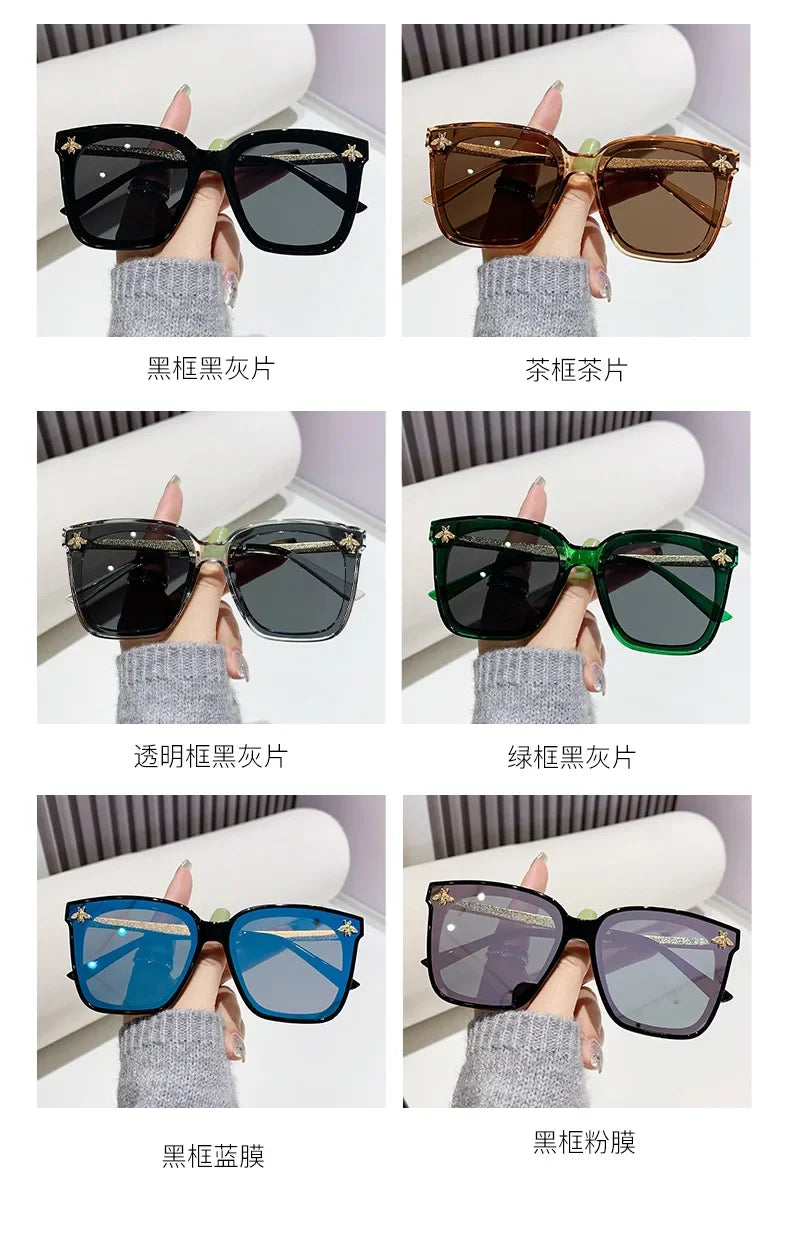 2024 New Small Square Sunglasses Women Men Luxury Brand Bee Sun Glasses Ladies Special Eyewear UV400 Girls Oculos De Sol Gafas