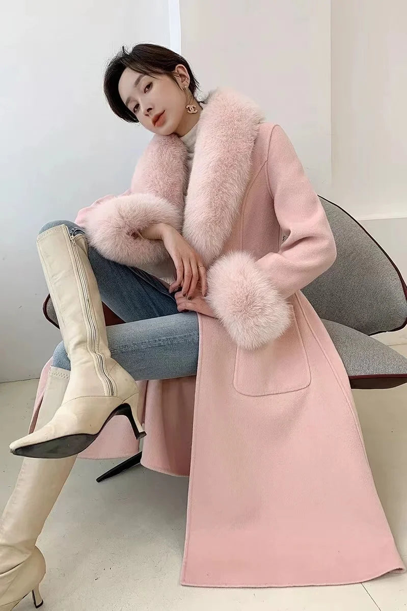 Luxury 2025 Real Fox Fur Collar And Cuffs Set for Women Winter Neck Warmer Fashion Scarf ShawlS Wrap Combo Large Size Furry Fur