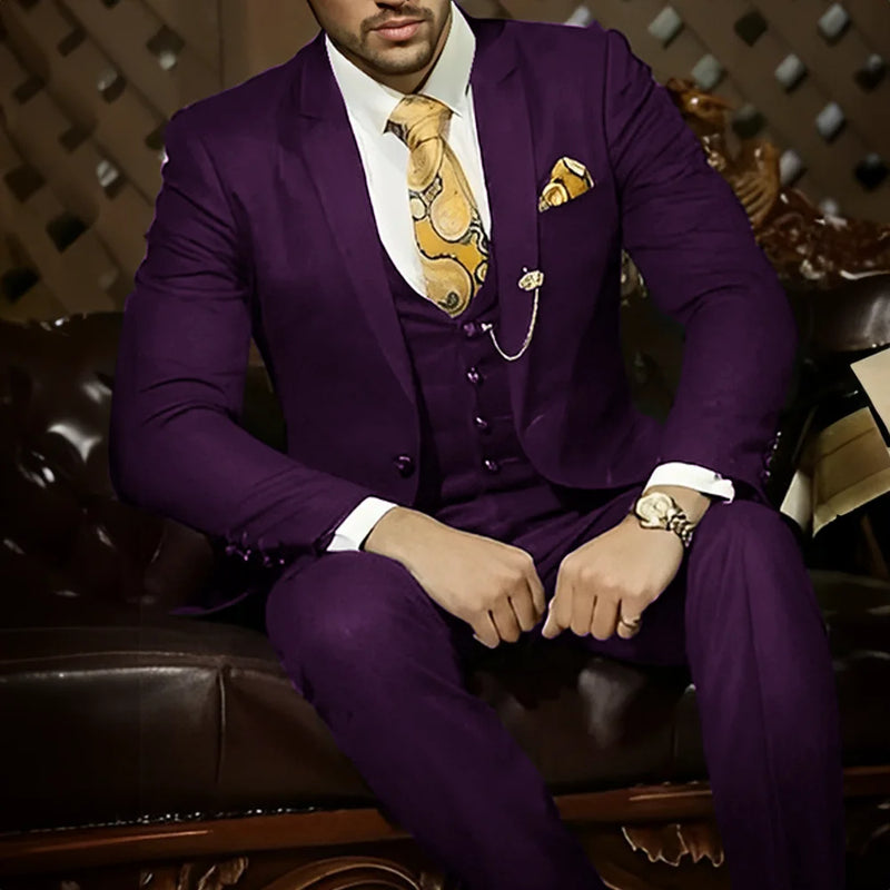 Terno masculino verde escuro bonito para trabalho, 3 peças, baile de formatura, casamento, smoking (jaqueta + calça + colete + gravata)