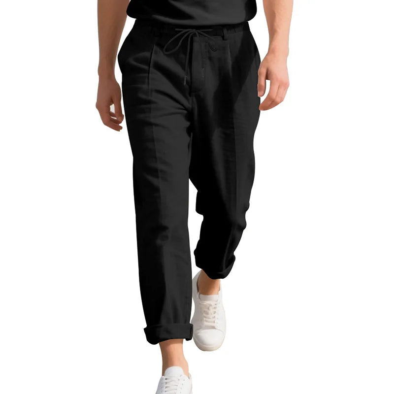 Men's Loose Casual Loose Straight Linen Naples Gurg Breathable Pants Men Clothing Trousers Traf Homme Pantalones Sweatpants