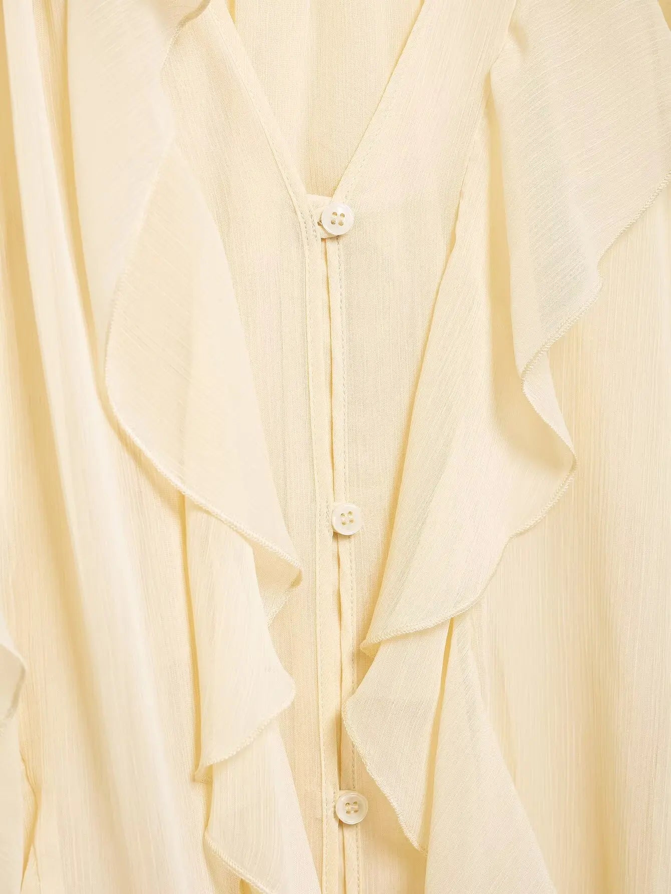 Camisa feminina casual com babados, solta, com cadarço, decote em V, blusas femininas para primavera de 2025