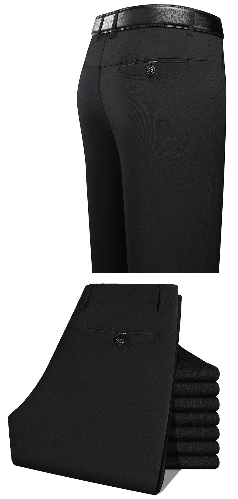 2026 Mens Trousers Dress Straight Pants Spring Summer Male Work Suit Pants Husband Father Black Grey Formal Pants