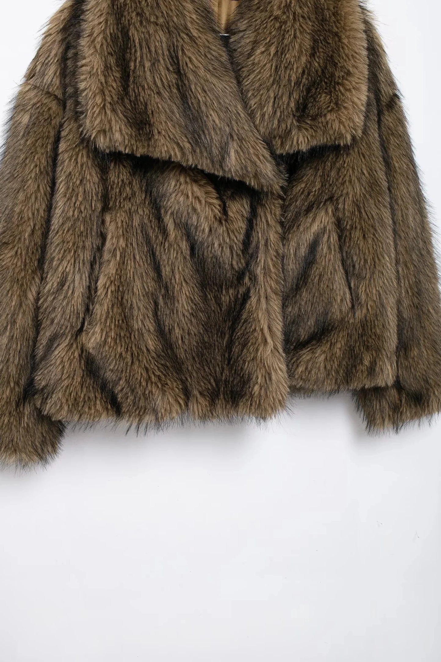 KONDALA 2026 Spring Summer Casual Faux Fur Brown Women Warm Jackets Valentine‘s Day Turn Down Collar Oversized Elegant Coats