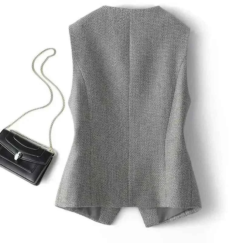 New Women's Suit Vest Coat 2024 Spring Autumn Comfortable Sleeveless Ladies Blazer Vest Versatile Lady Blazer Waistcoat Jacket