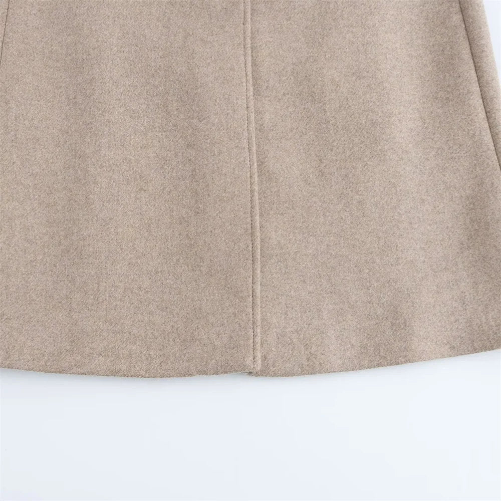 Women's Belt Warm Fur Collar Coat Flip Collar Pocket Button Decoration Autumn/Winter New Women's Wear