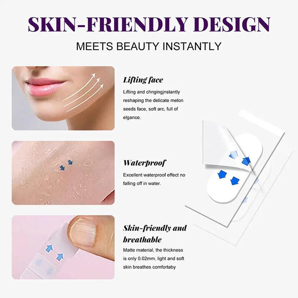 Fita adesiva invisível para lifting facial, fita adesiva à prova d'água, antirrugas, 40 adesivos