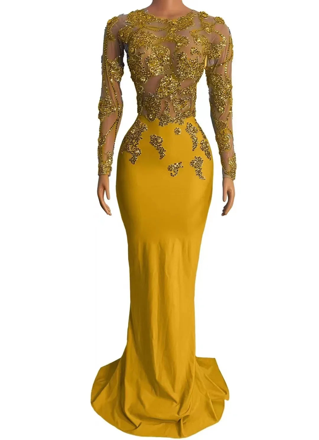 Women Dance Performance Outfit Evening Birthday Celebrate Photo Shoot Dress Sexy Stage Rhinestones Transparent Long Dress